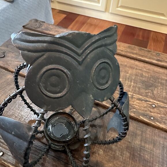 Owl Metal Votive Tea Light Candle Holder 8” Tall Decor Nature - Picture 5 of 6